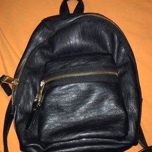 Black Leather Mini Backpack